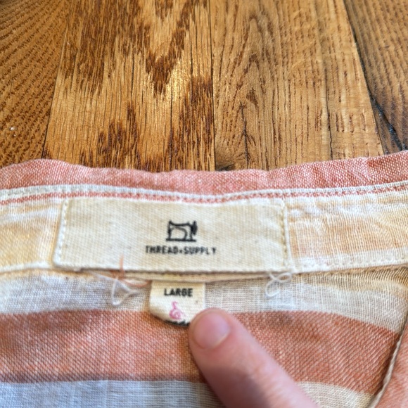 Thread + Supply cotton linen blend sunset stripe button up top size large - Picture 2 of 4
